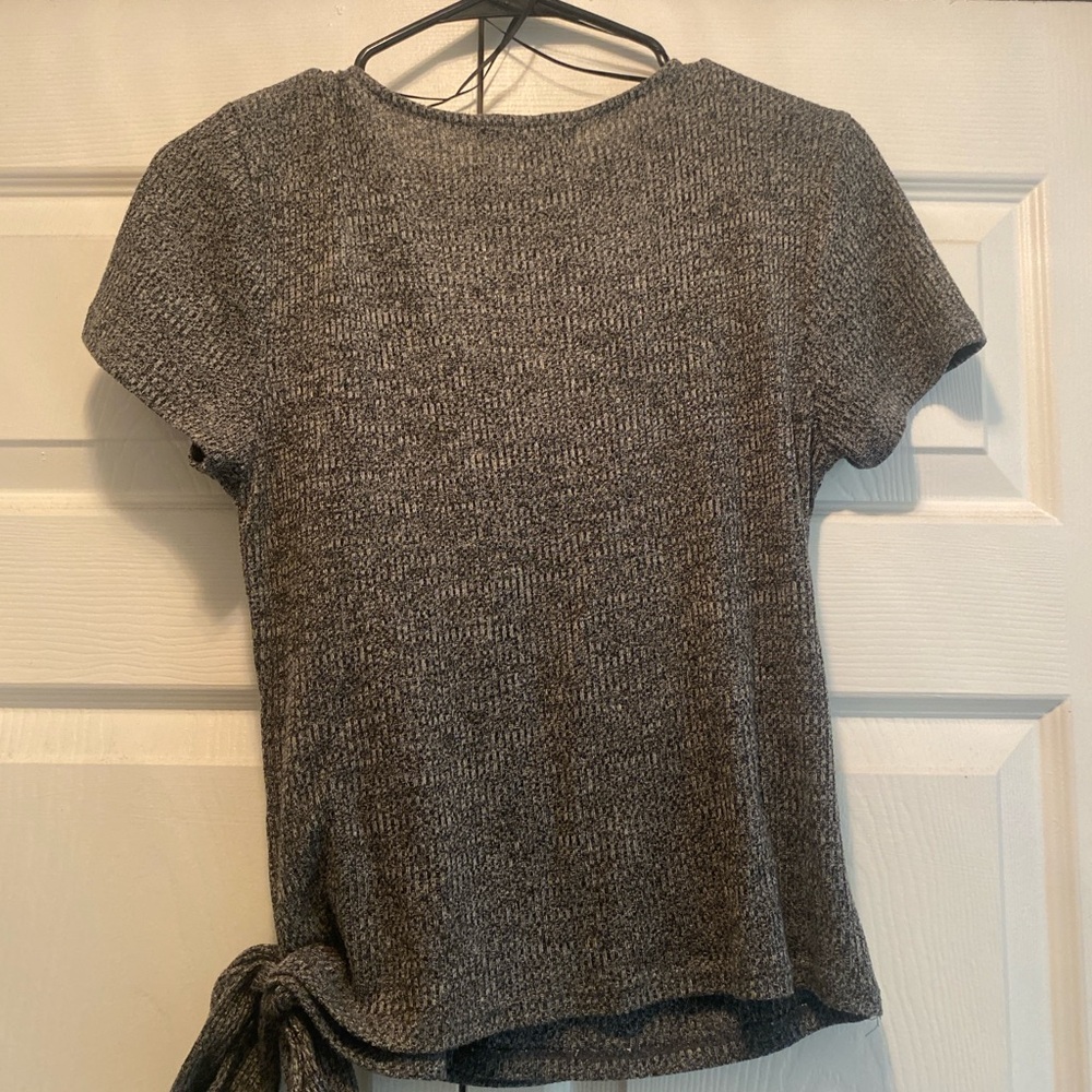 Gray Wrap Knit Top - Picture 2 of 2